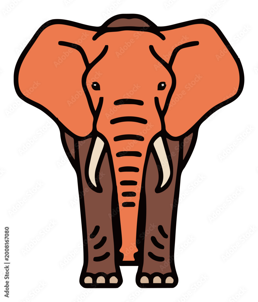 Fototapeta premium African elephant wildlife animal flat vector clipart. Generative AI