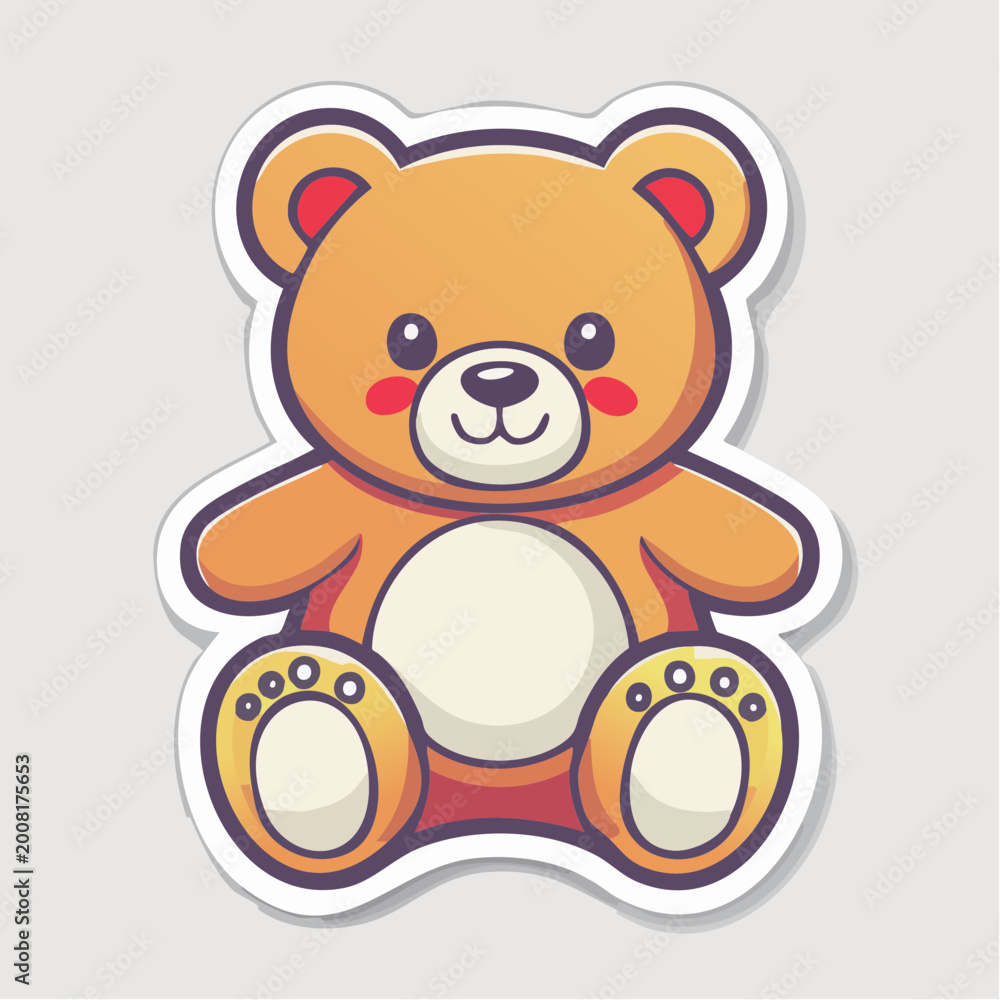 Obraz premium Cute cartoon teddy bear sticker
