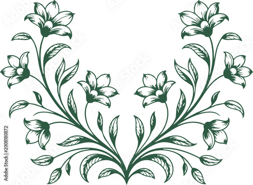 floral ornamental flourish elegant flower symmetrical design