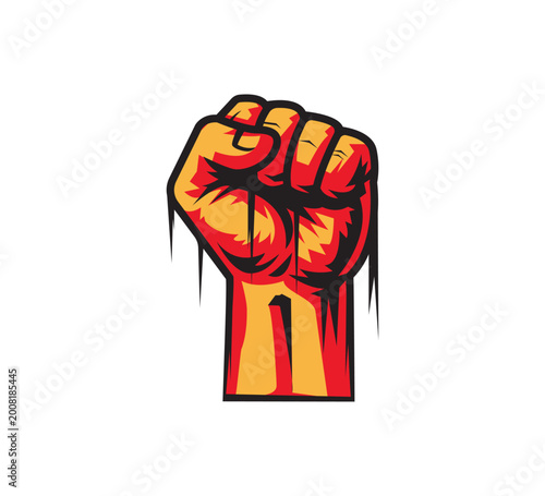 Strong Raised Fist Power Symbol Logo Vector Illustration