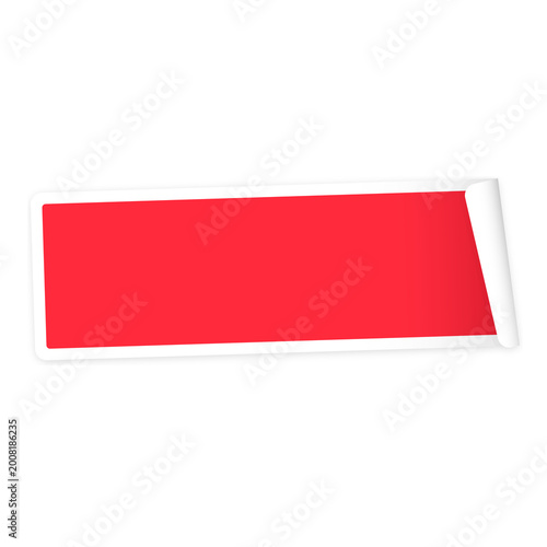 Free Download Red Banner Sticker has a white border with white peeling corner - GFXLoad