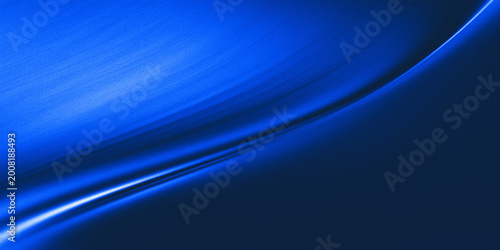 Bilde på lerret Bright lines of light follow the curves and subtle textures resembling fine metal scratches, on an abstract blue background