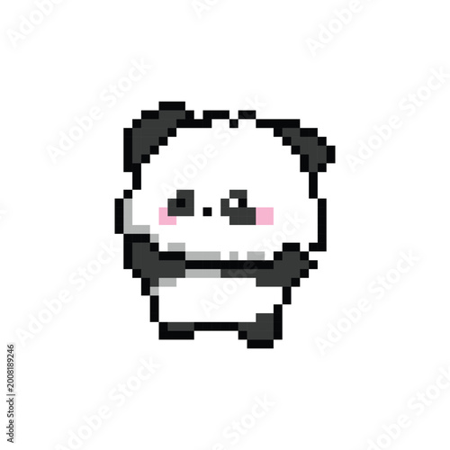 Cute illustration pixel art character panda design vector