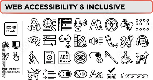 Quadro su tela Web Accessibility and Inclusive Design outline icon set