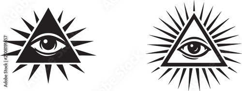 Photos Eye of Providence vector icon, all seeing eye triangle symbol design