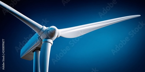 wind turbine blade technology on blue energy background for renewable power concept