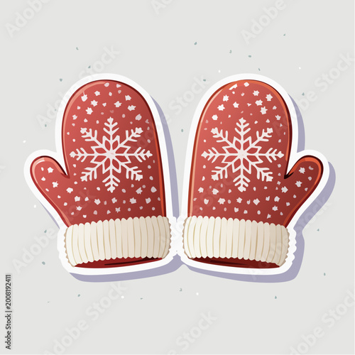 Red Mittens with Snowflakes