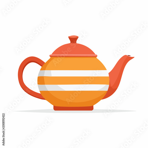Striped Orange Teapot Illustration