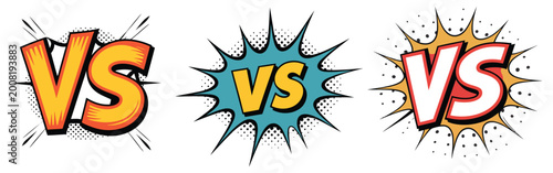 Bild auf Leinwand Versus battle icons showing lightning bolts and comic style effects with energetic fight symbols in modern vector illustration