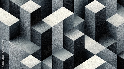 abstract 3d monochrome cube pattern with geometric architecture background
