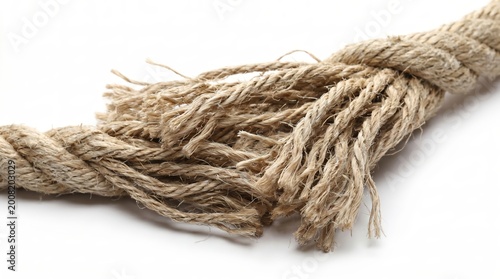 Obraz na płótnie Frayed Hemp Rope on White Background