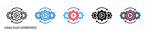 Automation multiple style icons set design vector illustration. 