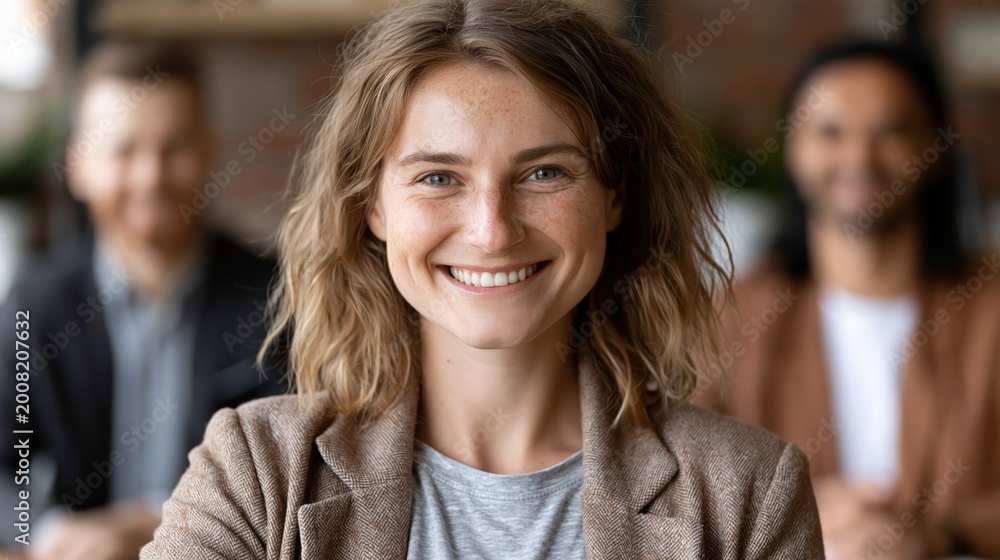 Fototapeta premium Woman with blonde hair portrait of a woman featuring distinct blonde hair focus on facial features and hairstyle