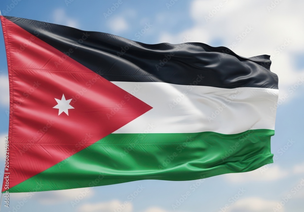 Obraz premium Jordan national flag waving in the sky