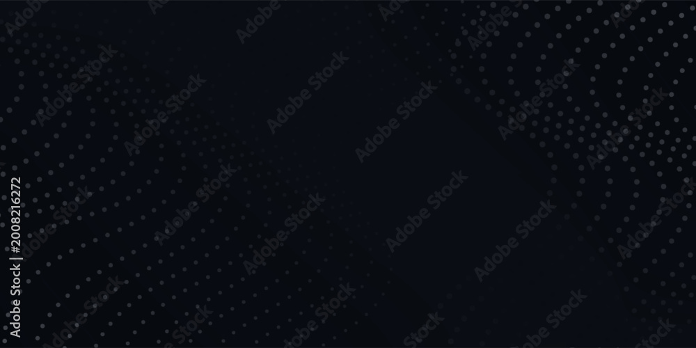 Obraz premium Black halftone gradient background. Black gradient halftone banner vector background. Black background halftone texture. Minimal black halftone gradient vector background