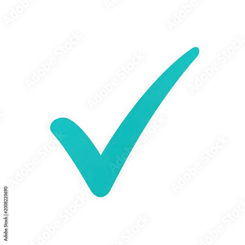 Teal Check Mark Icon, Simple Approval Symbol, Success Confirmation Graphic, Positive Decision Element, Clean Vector Illustration