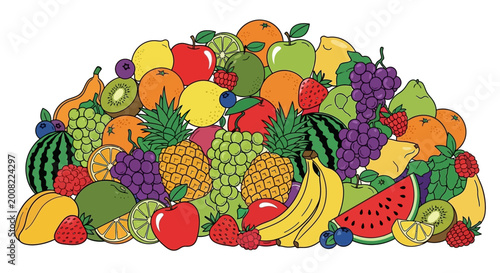 Bilde på lerret Colorful assorted fresh fruit pile.