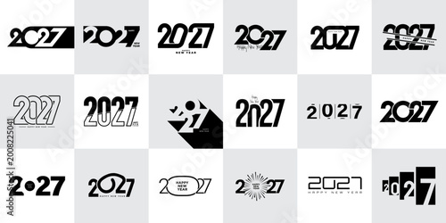 2027 Happy New Year Typography Logo Collection