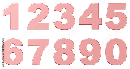 Fényképezés 3D素材_数字_メタリック_ピンク