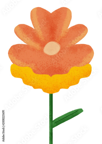 Hand Drawn Orange Floral Clipart PNG with Minimal Botanical Style, Warm Tone Flower Illustration PNG for Decorative Floral Design