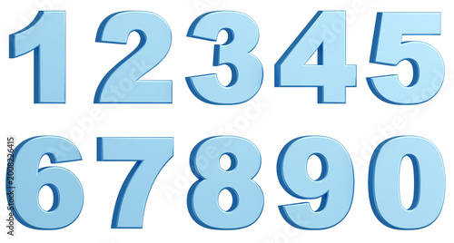 Quadro su tela 3D素材_数字_メタリック_水色