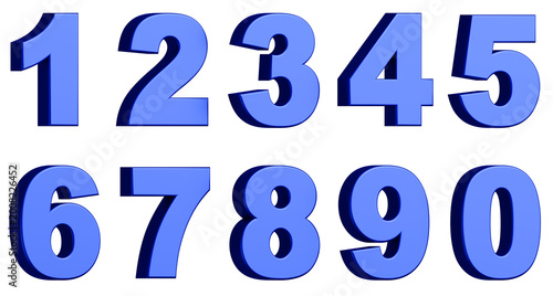 Foto 3D素材_数字_メタリック_青
