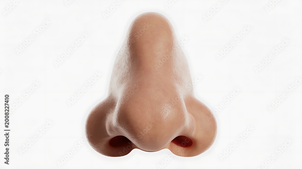 Fototapeta premium Close up human nose anatomy detail isolated on white background medical concept