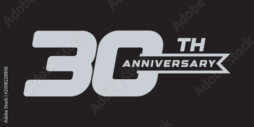 Vector logo design for 30th anniversary celebrations, including ribbons, in black and white, for celebrations, weddings, and anniversaries.