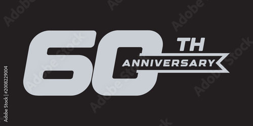 Vector logo design for 60th anniversary celebrations, including ribbons, in black and white, for celebrations, weddings, and anniversaries.