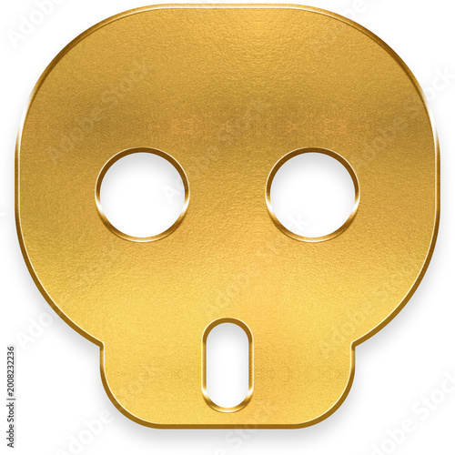 Картината върху платно Realistic 3D golden skull icon with metallic texture for halloween and spooky de