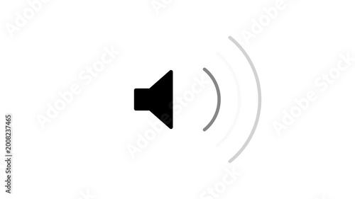 Animated speaker icon emitting sound waves on white. 4K Video