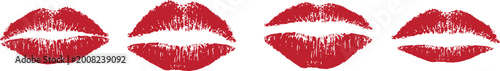 Foto Red lipstick kiss marks collection with realistic lip print textures and glamorous beauty fashion style