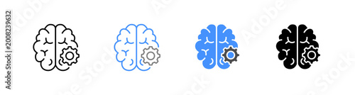 Fotografija Technical Intelligence and Creative Brain Mechanism Icon Vector Illustration Edi