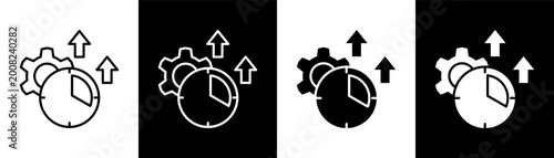 time efficiency white icon set design