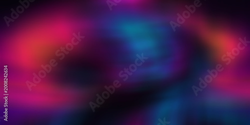 Cuadro en lienzo Dynamic dark abstract background with glowing neon pink and blue light waves blending into mysterious deep space liquid motion