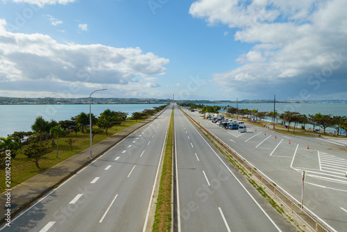A long marine road in Okinawa Japan