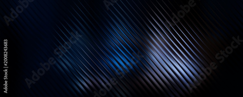 Billede på lærred Abstract blue and white wavy lines on dark background