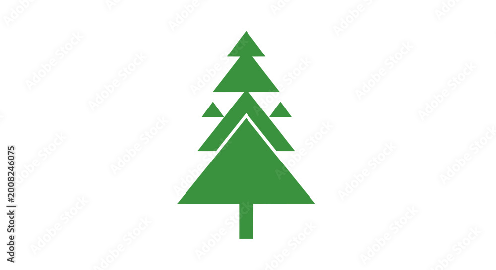 Obraz premium Green Christmas Tree Icon Symbol.