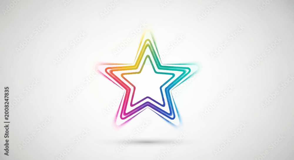 Obraz premium Rainbow Star Outline, Colorful Abstract Geometric Shape, Bright Festive Design Element
