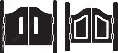 Saloon swinging doors western entrance gate icon