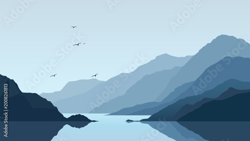 Schilderij op canvas Mountain landscape early in the morning