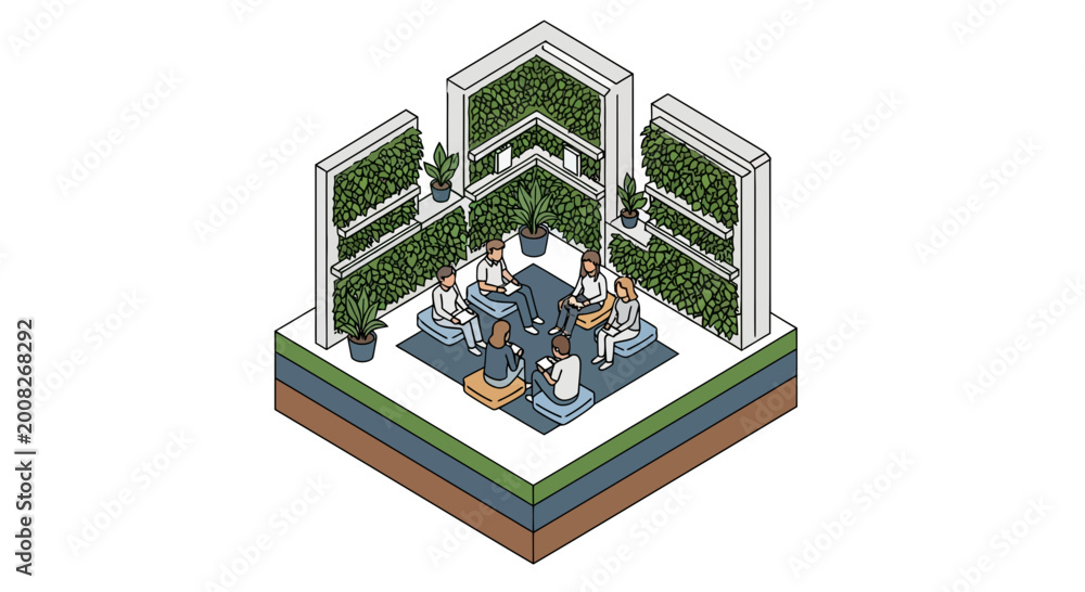 Obraz premium Employees practice corporate wellness in a modern business office building lobby