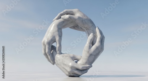 Interconnected hands forming a circular bond.