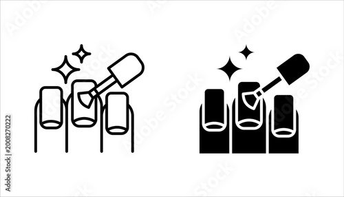 Obraz na płótnie nail care icon set, polish or gel for nails, manicure salon, vector illustration