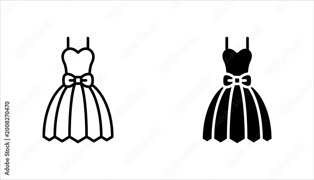 Fototapeta premium Wedding dress icon set. Female fashion concept. vector illustration on white background