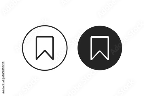 Free Download Two simple bookmark icons one outline and one filled in dark circle on white - GFXLoad