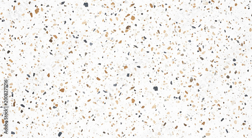 White terrazzo pattern with brown black and beige flecks background texture