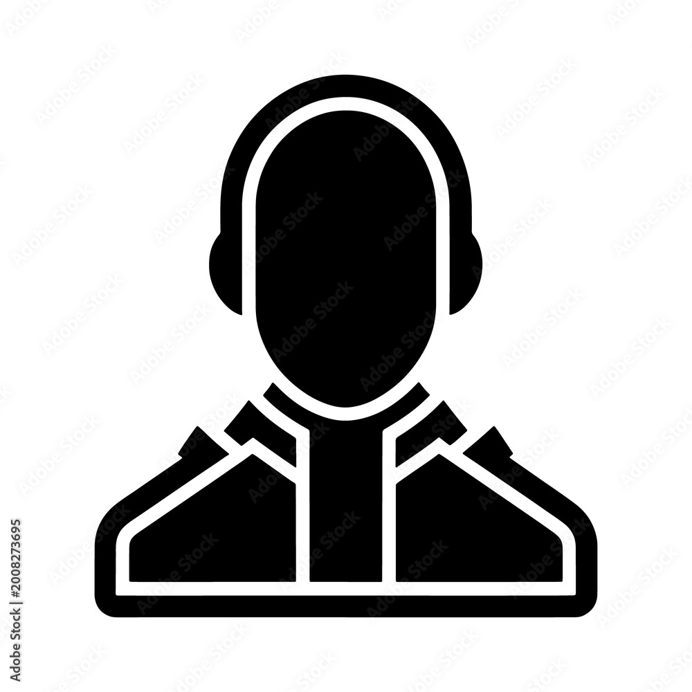 Obraz premium minimalist black headset icon for technology and communication design