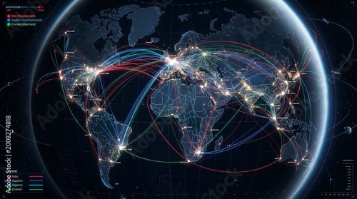Global Network Connections Map