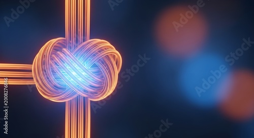 Abstract glowing fiber optic knot